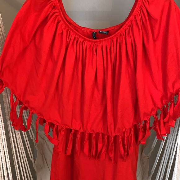 2/$15 New Direction- Medium- Red tank with tassel overlay - Picture 2 of 3